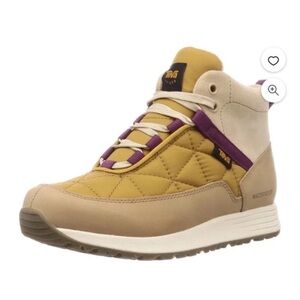 Teva Womens, Ember Commute Waterproof Boot 7.5 Wedge Sesame Medallion Leather